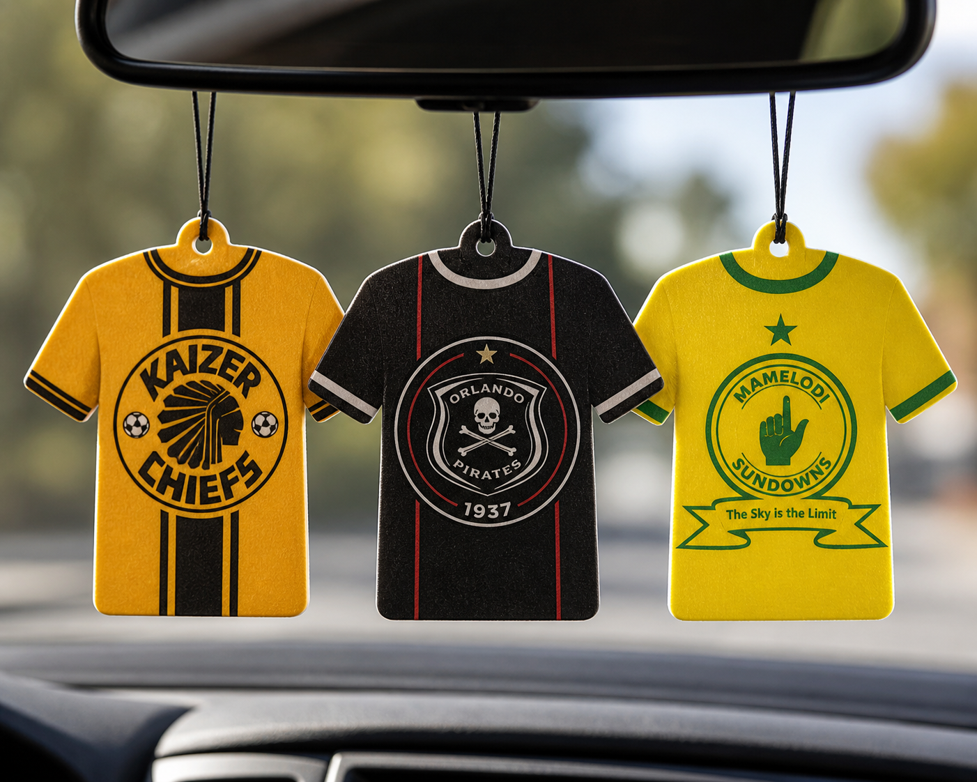 Licensed branded air fresheners on a retail rack